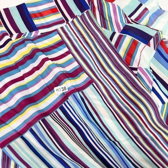 Parker Blouse Women small Multicolor Striped Flutter Sleeve Huntington Top new - Picture 9 of 9